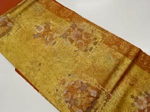 引箔縞に花鳥・華紋模様織出し名古屋帯